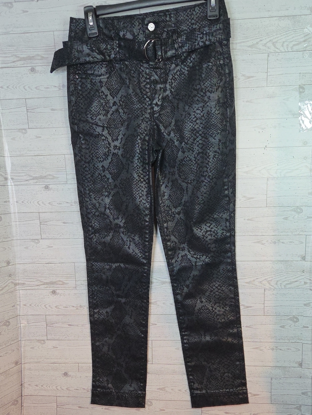 White House Black Market Extra High Rise Black Snake Print Slim Ankle